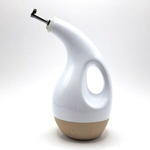 Rachael Ray White Ceramic Oil Vinegar Dispenser Bottle Pourer Handle